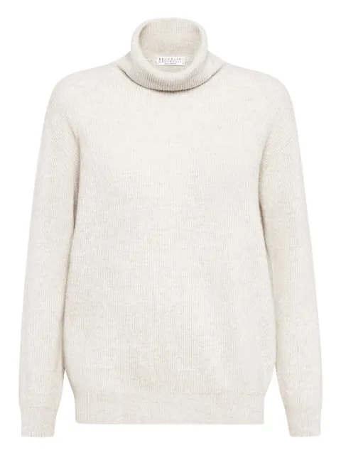 Brunello Cucinelli ribbed cashmere roll-neck jumper Neutrals M12175403C9276