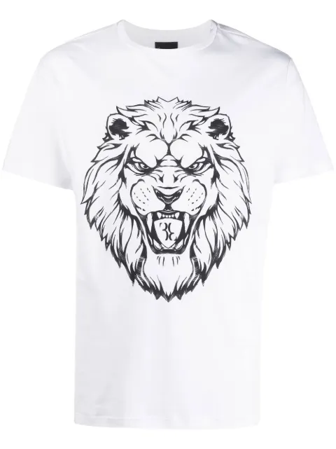 Billionaire lion-print short-sleeved T-shirt White BBCOMTK4526BTE014N