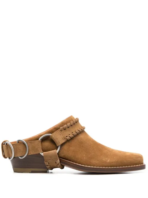 Buttero square-toe buckle-strap mules Brown B9832LIGDC