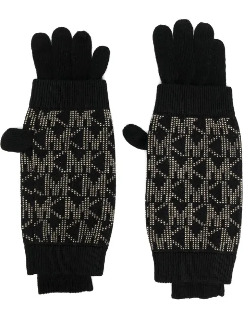Michael Michael Kors monogram embroidered gloves Black MU2001C46G