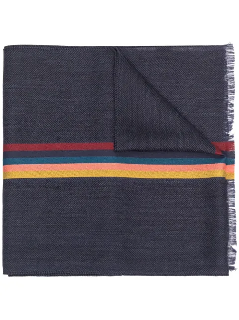 Paul Smith striped virgin wool-blend scarf Blue M1A454DAS22