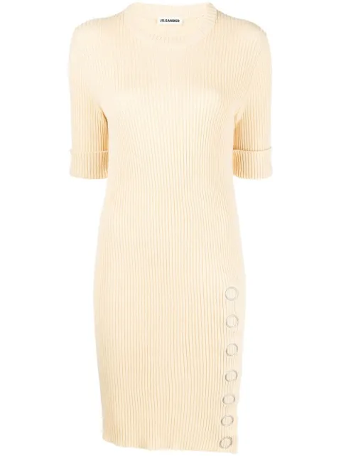 Jil Sander ribbed-knit short tunic dress Yellow JSWU752305WUY21208