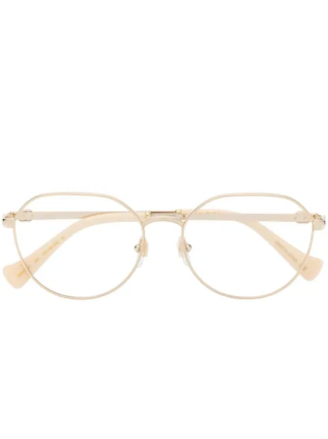 Gucci Eyewear metallic-effect round-frame glasses Gold GG1145O003