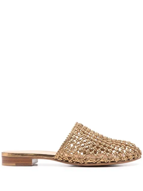 Ferragamo Ellas knotted leather mules Gold 752557
