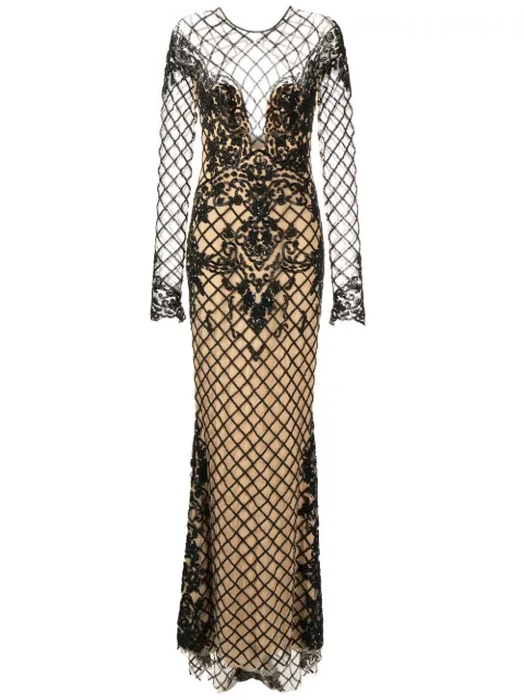 Zuhair Murad bead-detail cut-out dress Neutrals RDRS14001DL00