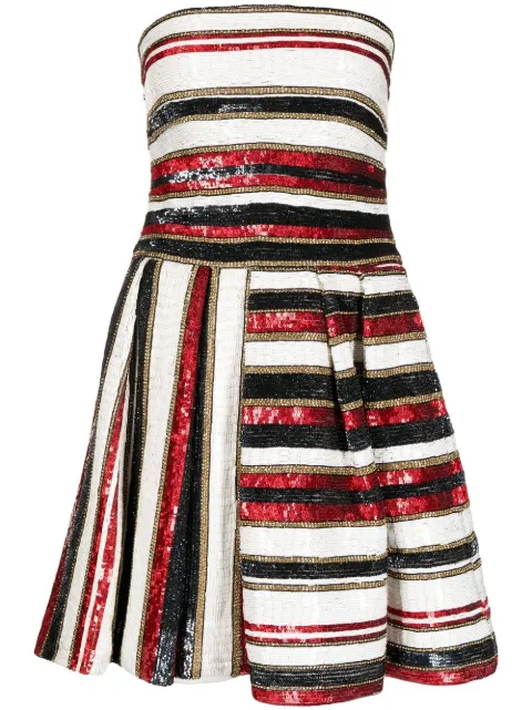 Zuhair Murad sequinned stripe-print mini dress Red RRDSS16009DS00