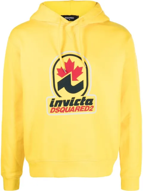 DSQUARED2 Invicta-print logo hoodie Yellow S71GU0561S25516