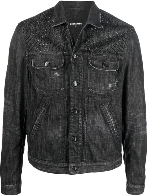 DSQUARED2 studded distressed denim jacket Black S78AN0044S30357