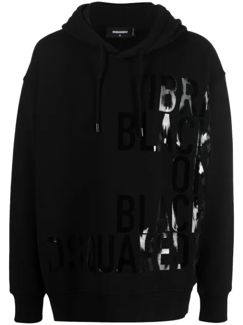 DSQUARED2 tonal slogan-print hoodie Black S78GU0062S25516