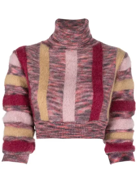 DSQUARED2 striped roll-neck crop jumper Red S72HA1097S18106