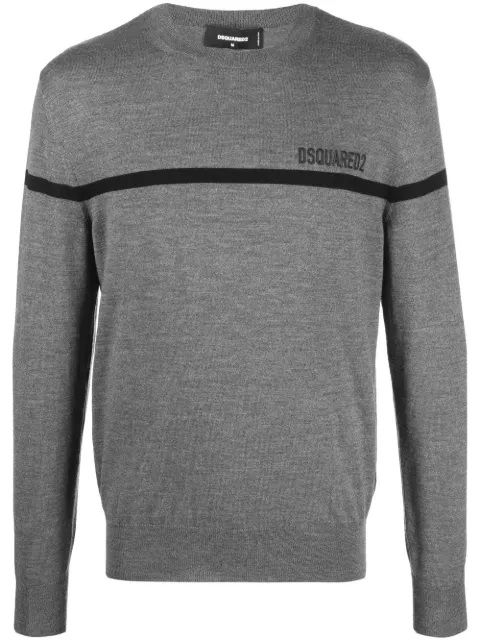 DSQUARED2 logo-embroidered wool jumper Grey S71HA1159S17435