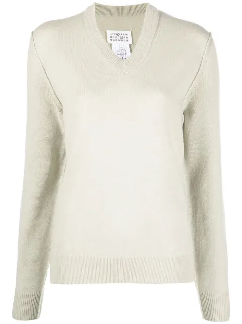 Maison Margiela V-neck cashmere jumper Green SI0HA0001S17809