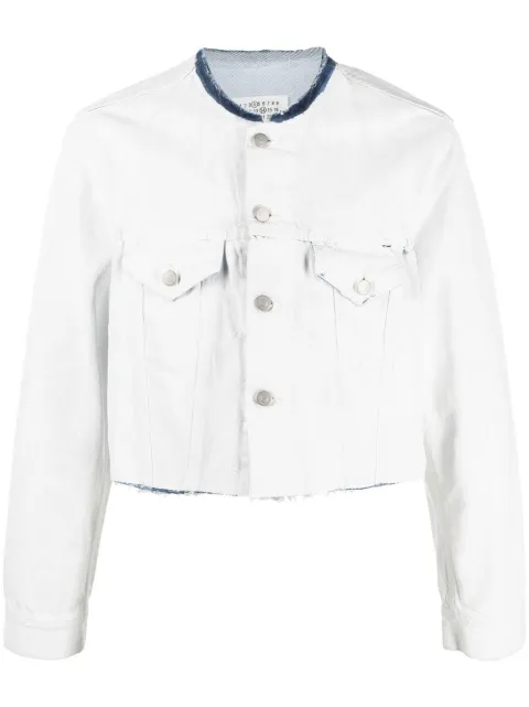 Maison Margiela cropped collarless denim jacket White SI1AM0009S30561