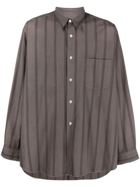 Comme Des Garçons Pre-Owned 1990s cutaway collar striped shirt Brown CODE380HCA