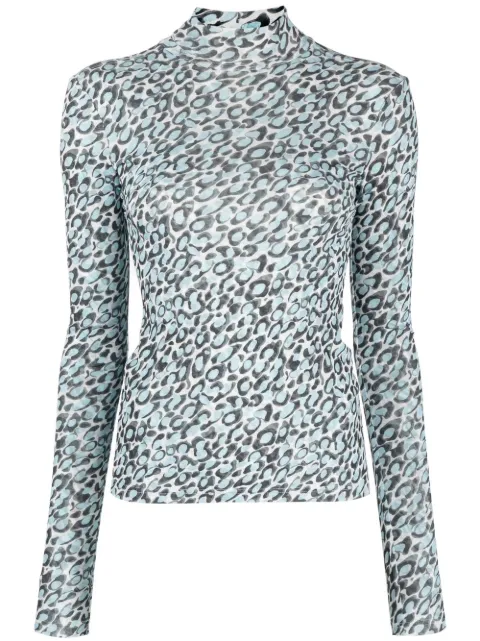 Nanushka back cut-out patterned top Blue NW22FWTP01751