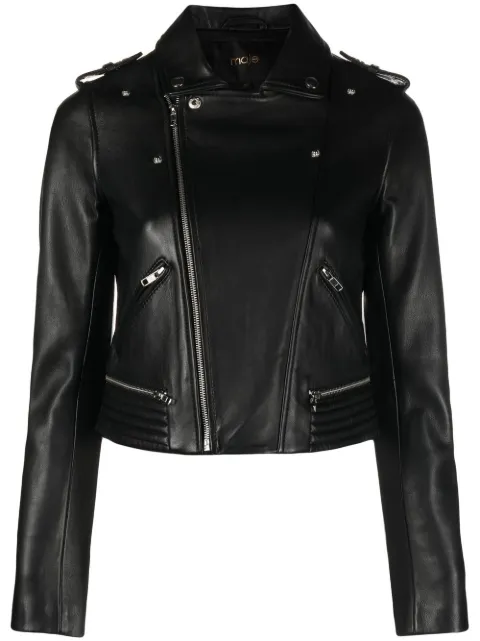 Maje leather biker jacket Black MFPBL00588