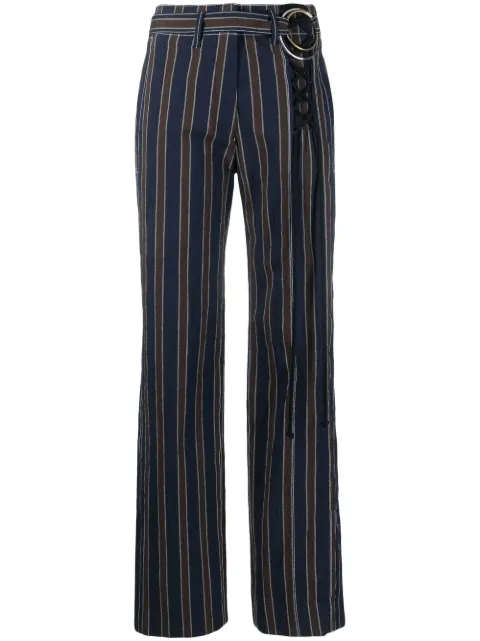 Tory Burch high-waisted stripe-pattern trousers Blue 137971