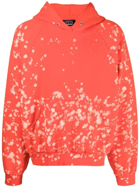 Liberal Youth Ministry bleach-splash cotton hoodie Red LYM01T0231RED