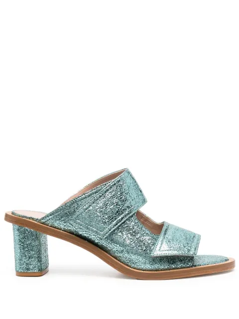 Scarosso Kristy metallic 60mm leather sandals Green KRISTYSANDGRNCALF