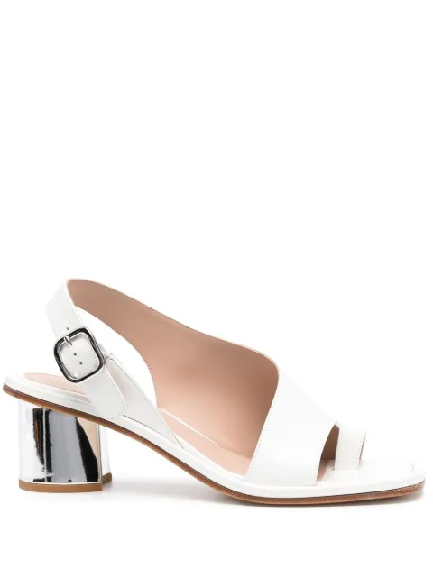 Scarosso Jill slingback leather sandals White JILLSANDWHICALF