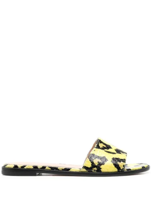 Scarosso graphic-print leather sliders Yellow FEDERICASANDYELELAP