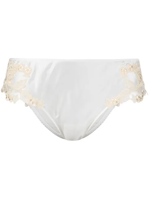 La Perla lace floral-embroidered silk briefs White LPDCFI0019229RF