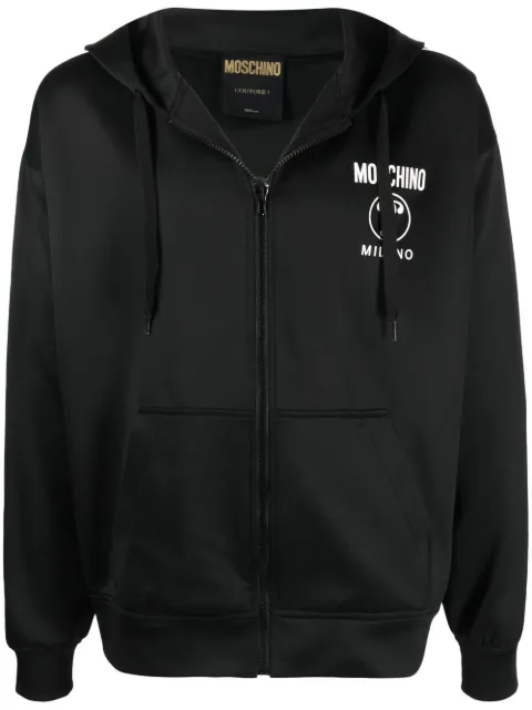 Moschino logo-print zip-up hoodie Black A17247029