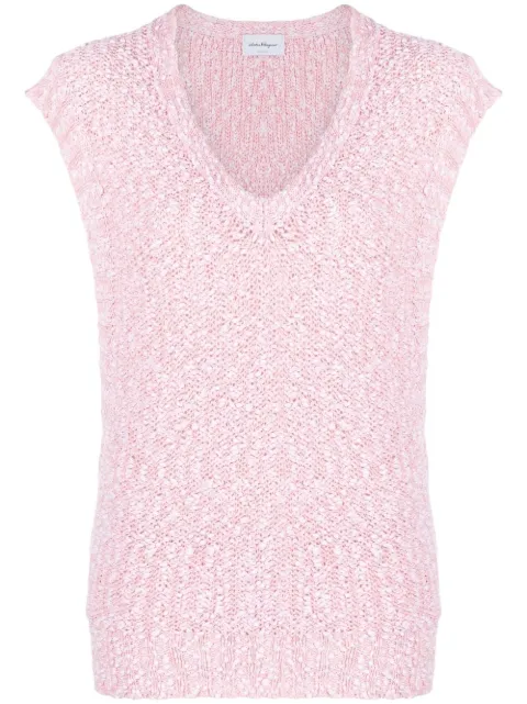Ferragamo knitted bouclé top Pink 752223
