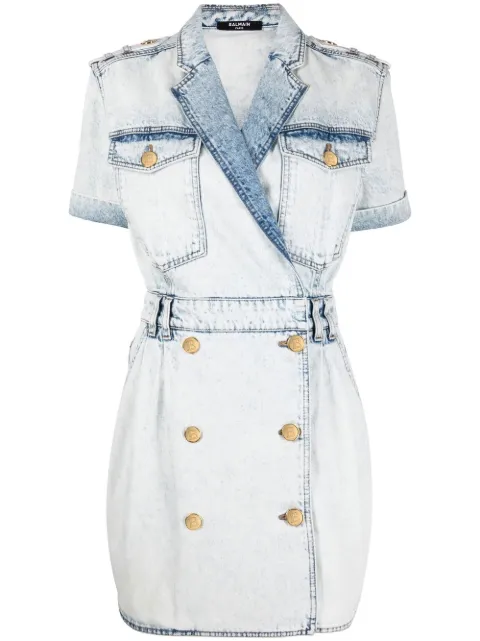 Balmain double-breasted denim dress Blue XF2R7015DC12