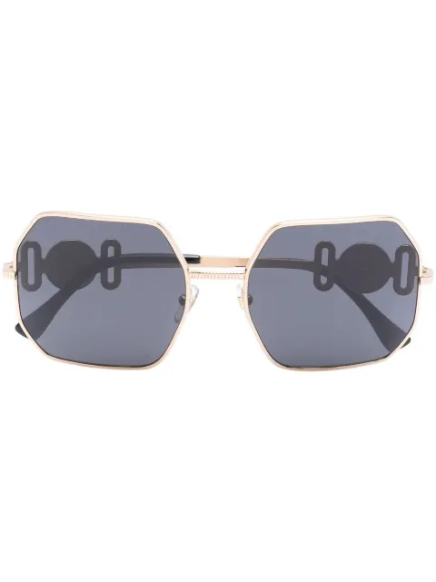Versace Eyewear Temple hexagonal-frame sunglasses Gold VE2248100287