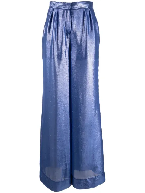 Alberta Ferretti metallic-finish wide-leg trousers Blue A03140127