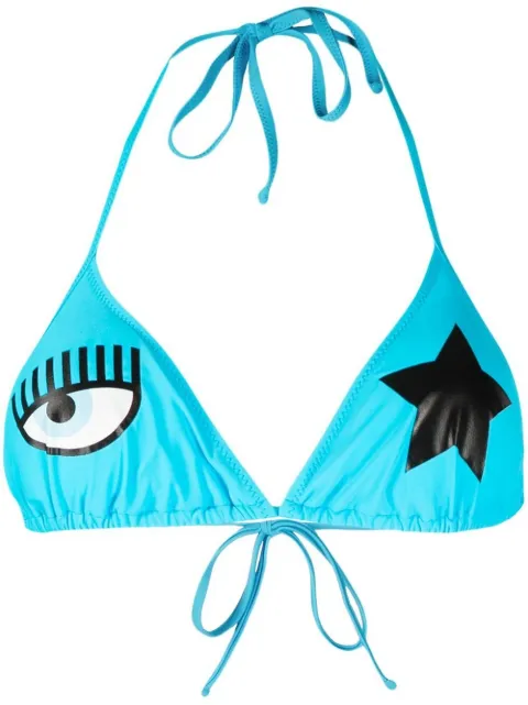 Chiara Ferragni logo-print triangle-cup bikini set Blue A57065211