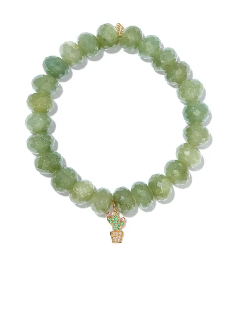 Sydney Evan 14kt yellow gold silverite cactus charm beaded bracelet Gold CJP2683EMPSPHY61210
