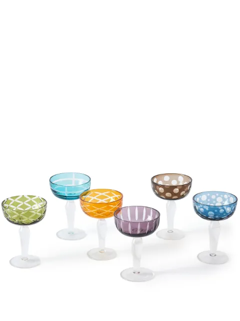 POLSPOTTEN Cuttings coupe glasses (set of six) Blue 140230138