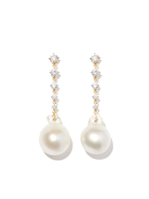 Lizzie Mandler Fine Jewelry 18kt yellow gold Éclat pearl and diamond earring Gold E1203WP5