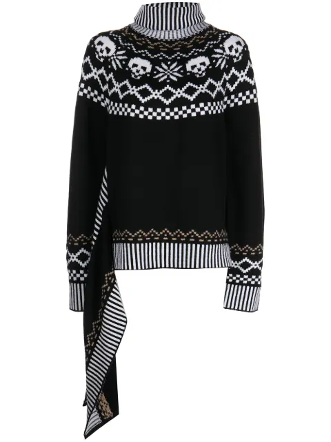 Monse wool intarsia-knit roll-neck jumper Black MF220163FMR