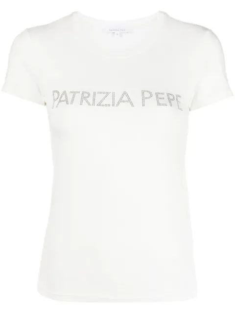 Patrizia Pepe rhinestone-logo T-shirt White CM1419J013W146