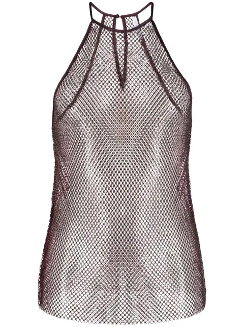 Patrizia Pepe rhinstone mesh crew-neck top Purple 8M1440A9U8M424