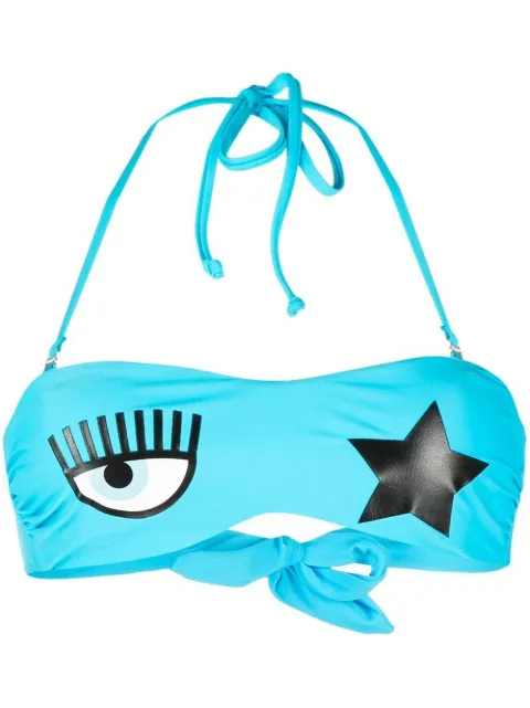 Chiara Ferragni eye-print bandeau bikini top Blue CFA57075211