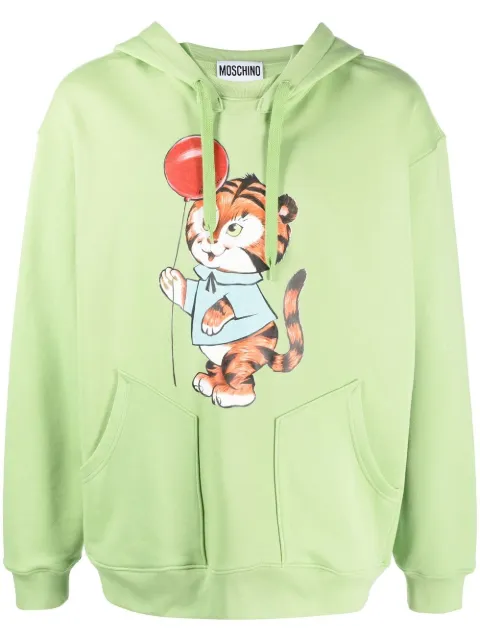 Moschino graphic print drawstring hoodie Green A17157028