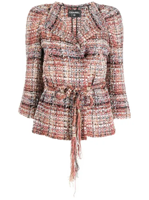 CHANEL Pre-Owned 2010 belted tweed jacket Neutrals CHA2500DP