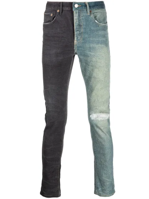 Purple Brand two-tone distressed jeans Blue P001BINP222