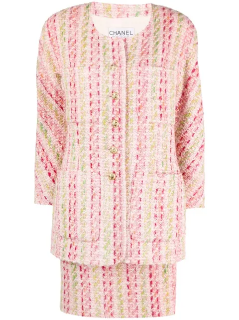 CHANEL Pre-Owned 1980s tweed skirt suit Pink CHA3400PD