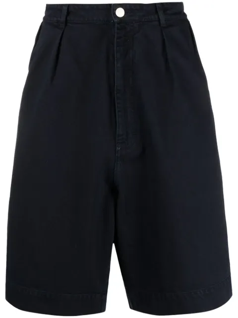 Raf Simons pleat-detail cotton Bermuda shorts Blue 221M32610032