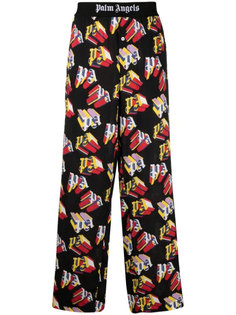 Palm Angels logo-print straight-leg trousers Black PMCA111S22FAB0011025