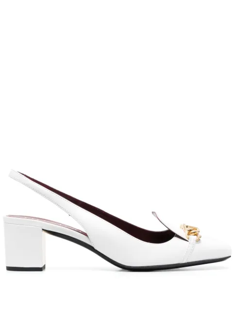 Valentino Garavani VLogo Chain 50mm slingback pumps White WS0FC2TBF
