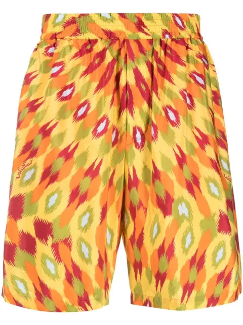 Valentino Garavani abstract-print track shorts Yellow VRDB378S0