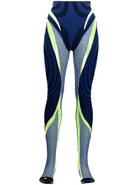 Paolina Russo panelled ribbed leggings Blue PRSS22LE01332717