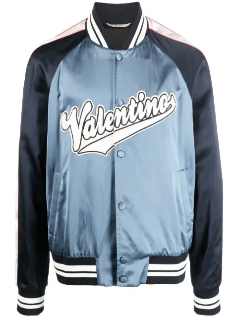 Valentino Garavani logo-patch bomber jacket Blue VCI0A08L9