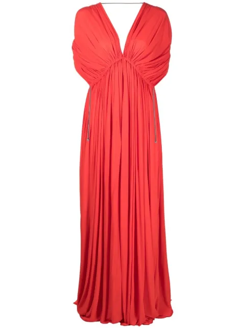 Lanvin V-neck pleated gown Red RWDR00565295E220037